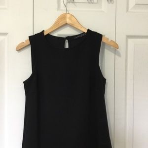 Tailored and textured basic black tank top